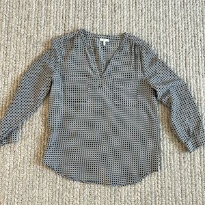 Joie black and white printed silk top